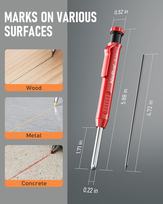 Carpenter Pencils with Sharpener, Mechanical Pencil for Construction