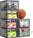 Sturdy Clear Shoe Organizer with Magnetic Door, Stackable Shoe Storage Box