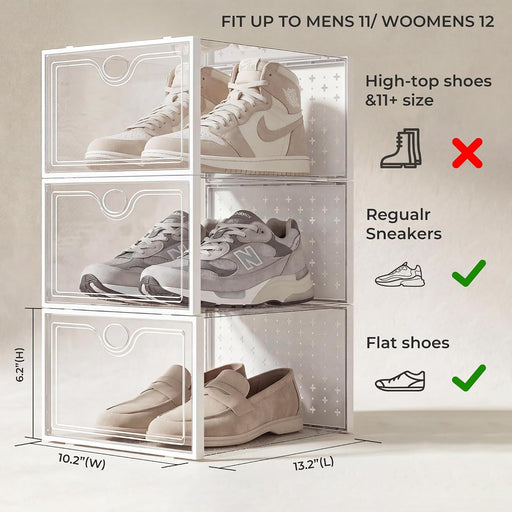 15 Pack X-Large Shoe Storage Boxes, Shoe Organizer Clear Stackable