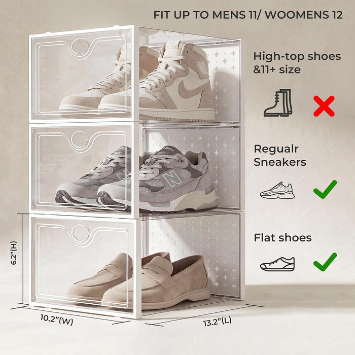 15 Pack X-Large Shoe Storage Boxes, Shoe Organizer Clear Stackable