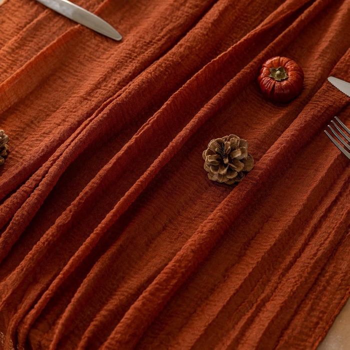 Fall Thanksgiving Decorations Terracotta Cheesecloth Table Runner 120 Inch