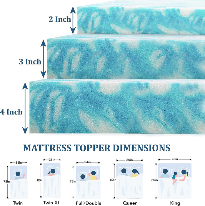 EGO 2 Inch Twin Mattress Topper Gel Memory Foam for Pressure Relief