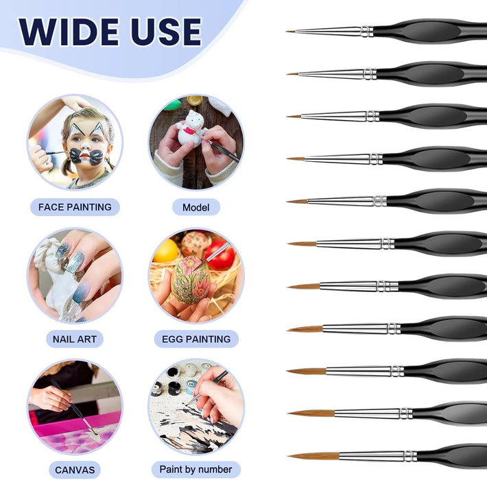 11 Pcs Detail Paint Brushes with Triangular Handles for Acrylic, Model, Art
