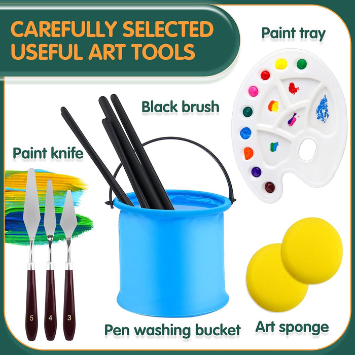 Acrylic Paint Set, 64PCS Painting Supplies with Wood Easel