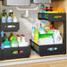 Under Sink Organizer, 2 Pack 2 Tier Pull Out Under Cabinet Organizer Shelf with Pad for Framed Cabinets, Metal Slide Out