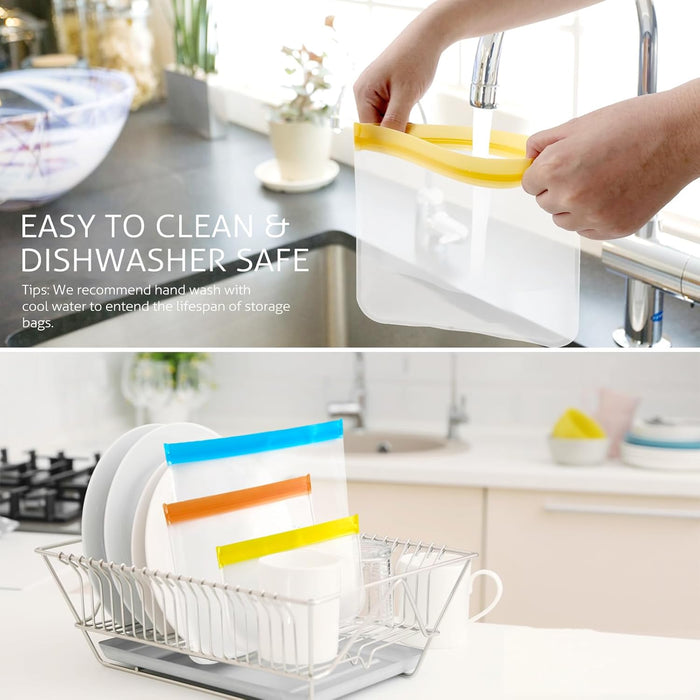 10 Pack Reusable Gallon Freezer Bags, Multicolor