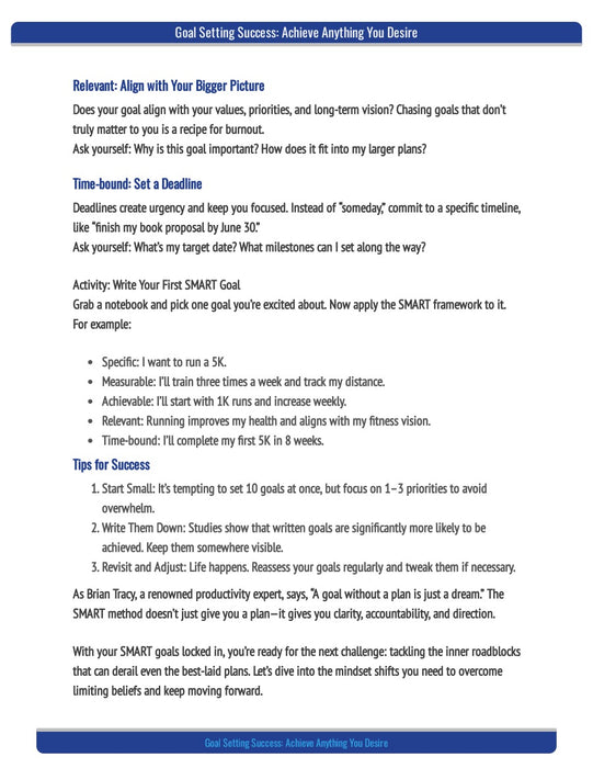 Goal Setting Success page 9