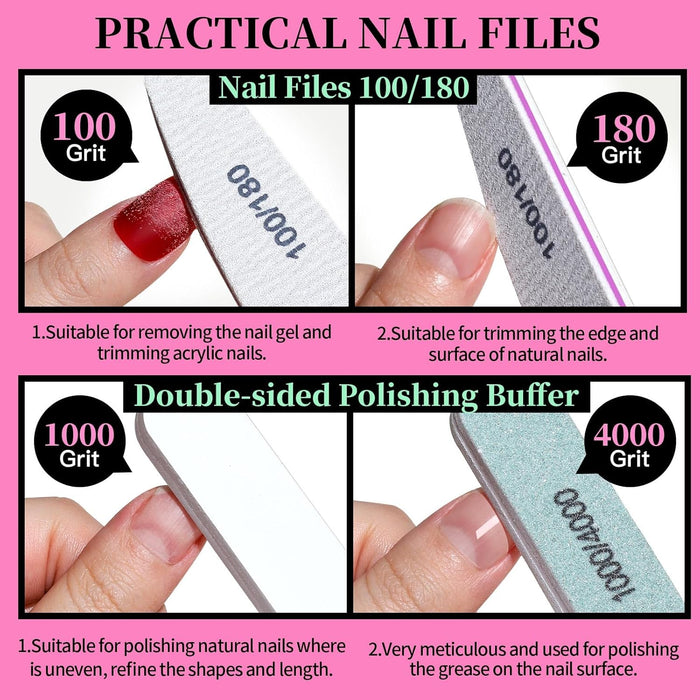 Nail Care Kit, Nail Files 100/180, Nail Buffer Block, Cuticle Nippers, Cuticle Trimmer, Cuticle Pusher, Nail Tools, Nail