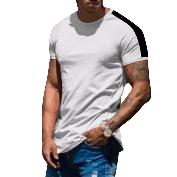 Mens Casual round Curved Hem T-Shirt Men Sport Fashion Short Sleeve T Shirts