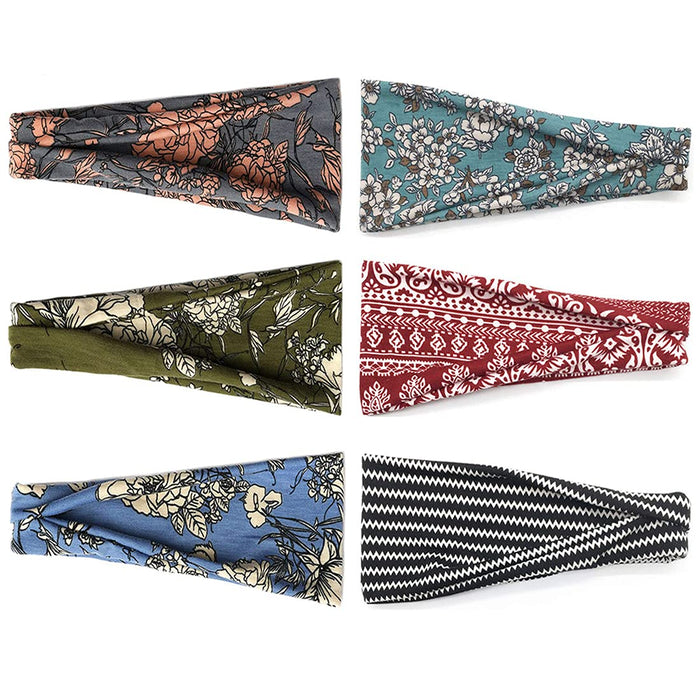 6 Pack Headbands for Women, Boho Wide Head Bands & Hair Accessories