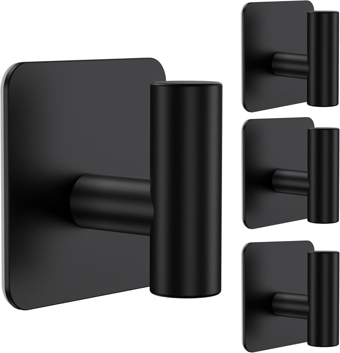 4 Pack Large Heavy Duty Wall Hooks - 26lb Max, Stainless Steel Adhesive Towel Hook, Shower Hooks for Hanging Towel, Coat