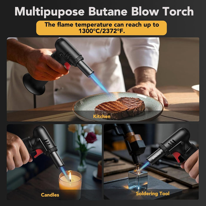 Butane Torch, Refillable Soldering Torch with Visible Fuel Window