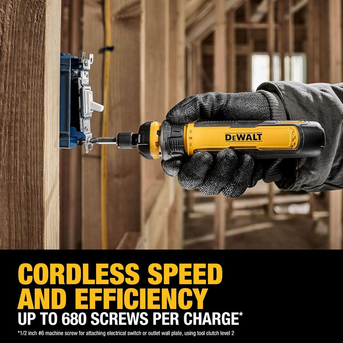 DEWALT Cordless Screwdriver, 4V USB Rechargeable Electric Screwdriver with 12 pcs Screwdriver Bit Set, LED Light, FLEXDR