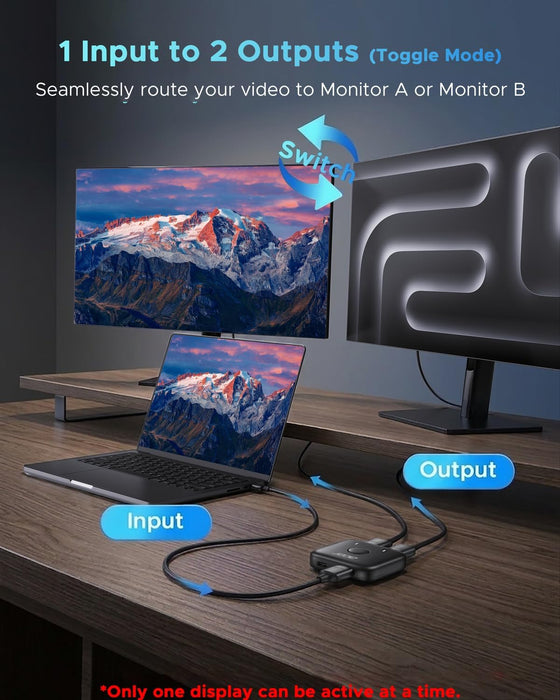 Acer HDMI Switch 2 in 1 Out, 4K60Hz Bidirectional 1 in 2 Out Video Switcher