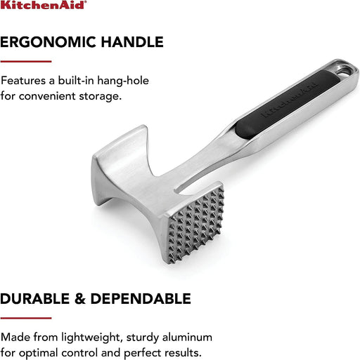 KitchenAid Gourmet Multi Sided Meat Tenderizer for Pounding Meats, Nuts, Shellfish, ect, Hang Hole for Easy Storage, Han