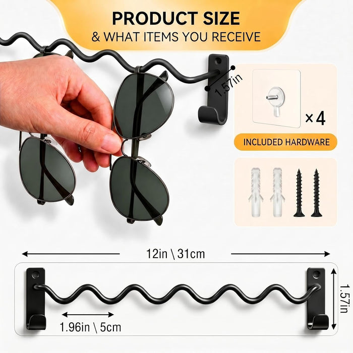 2 Pack Sunglass Holder for Wall, Metal Wall Mounted Sunglasses Organizer