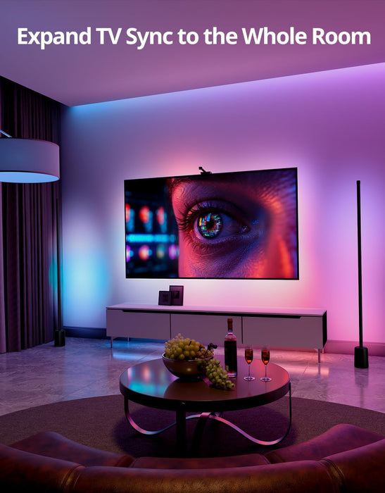 TV LED Backlight with Camera, RGBIC Lights Sync with 55-65 Inch TVs