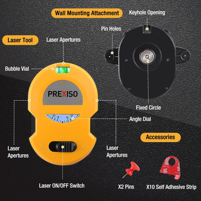 Multi Surface Laser Level LED Light Vial, Cross Line Laser