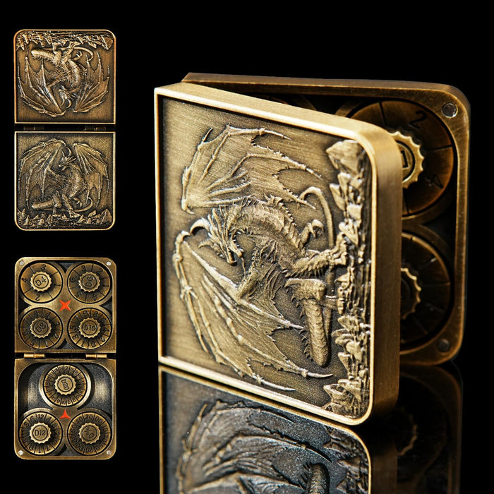 7 in 1 Metal DND Dice Set Spinner dice subitable for Dungeons & Dragons in Magnetic Iron Box（Gold）