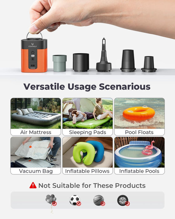 AIR 3 Air Pump for Inflatables with 2600mAh Battery& Camping Light