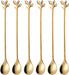 6-Piece Elegant Gold Leaf Long Handle Teaspoons - 7.4"