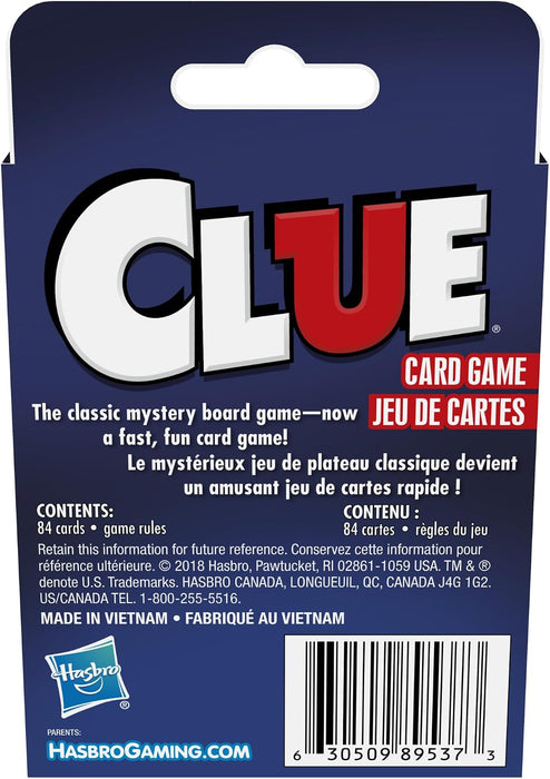 Clue Card Game, 3-4 Player Strategy Game, Fun Summer Activities, Vacation Travel Essentials, Ages 8+