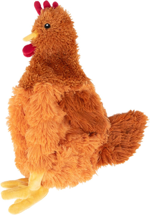 Interactive Squeaky Dog Toy - Crinkle Chicken, Brown