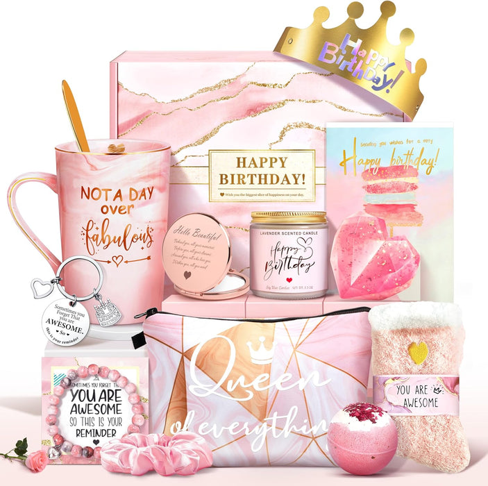 Not A Day Over Fabulous Mug Gifts Set- Birthday Gifts for Women - Funny Birthday Gift Ideas for Her,Friends, Coworkers, 