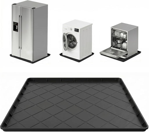 Washing Machine Pan, Drain Pan & Drip Pan, 30"x32" Thickened Silicone Mat with 1" Raised Edge, Non-Slip & Waterproof, Fo
