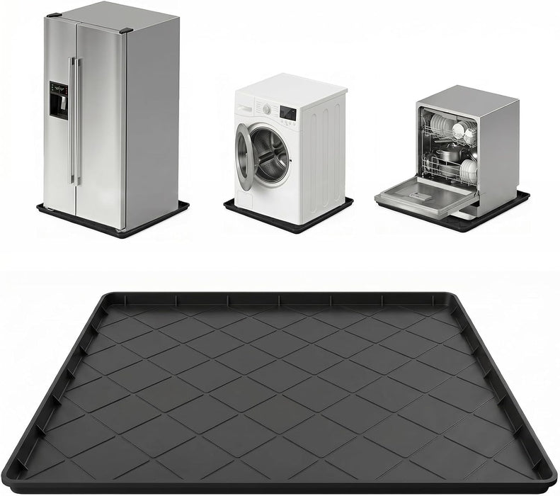 Washing Machine Pan, Drain Pan & Drip Pan, 30"x32" Thickened Silicone Mat with 1" Raised Edge, Non-Slip & Waterproof, Fo