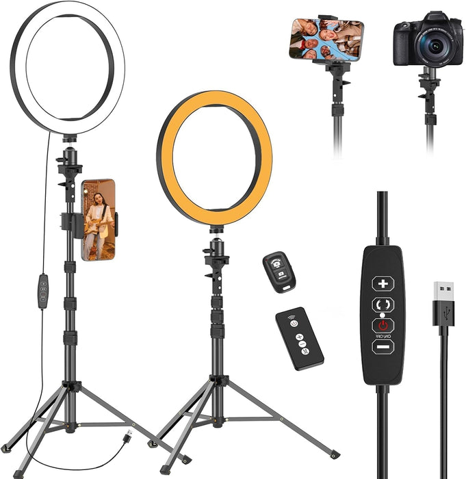 10" Ring Light with 55" Extendable Tripod Stands and Phone Holder