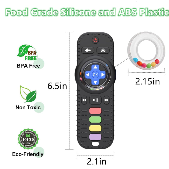 Silicone Baby Teether Toys for 0-12 Momths Remote Control Rattle