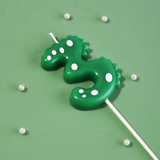 2.76 Inch Green Dinosaur 3 Number Birthday Candles, Dinosaur Number Candles, Cake Number Candles, Party Celebration