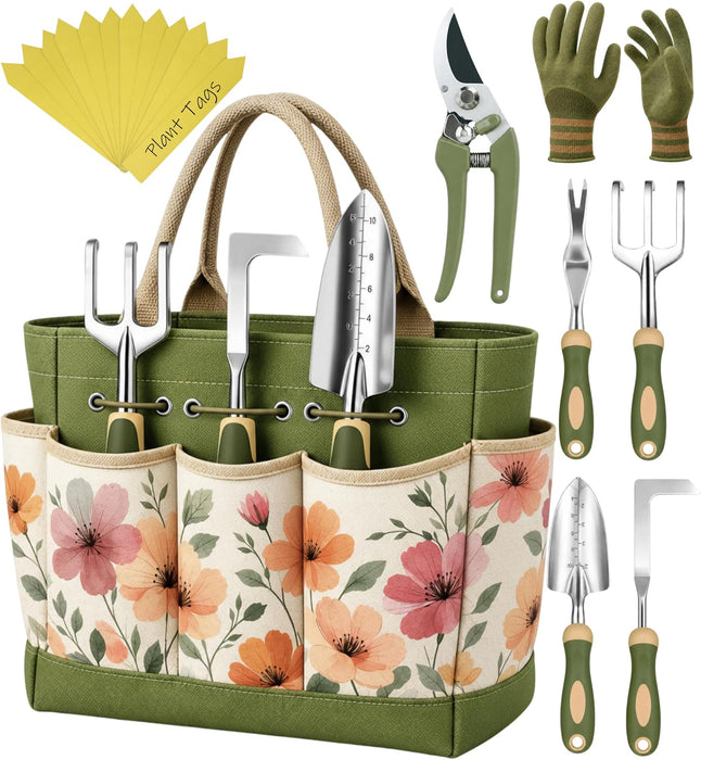 Heavy Duty Gardening Tools - Gardening Gifts for Women, Men, Mom, Dad - Durable, Ergonomic Garden Tools Set (Floral)