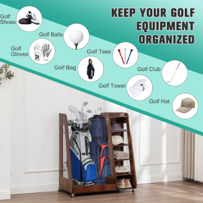 Two-Bag Wooden Golf Storage Rack