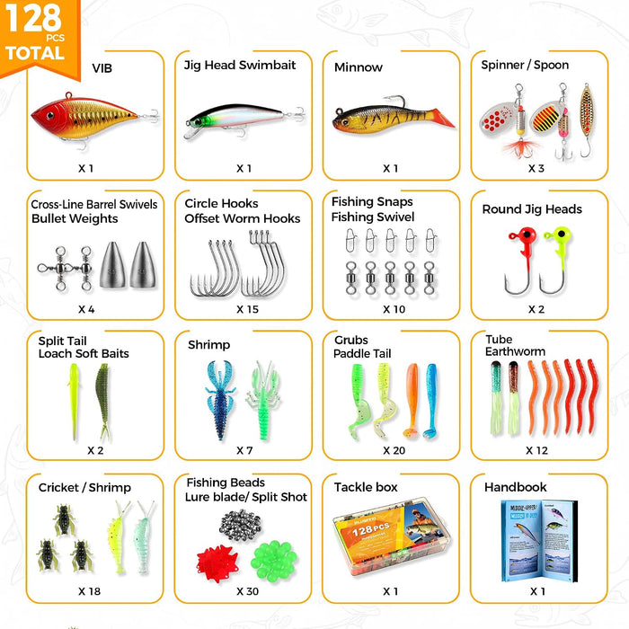 Fishing Lures, All-in-One Fishing Tackle Box with Tackle Included, Fishing Gear Lure Bait Accessories Kit for Freshwater Bass Trout, Ideal Fishing Gifts for Men, Father & Beginners