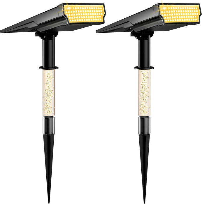 Solar Spot Lights Outdoor Waterproof, Warm White 2 Pack