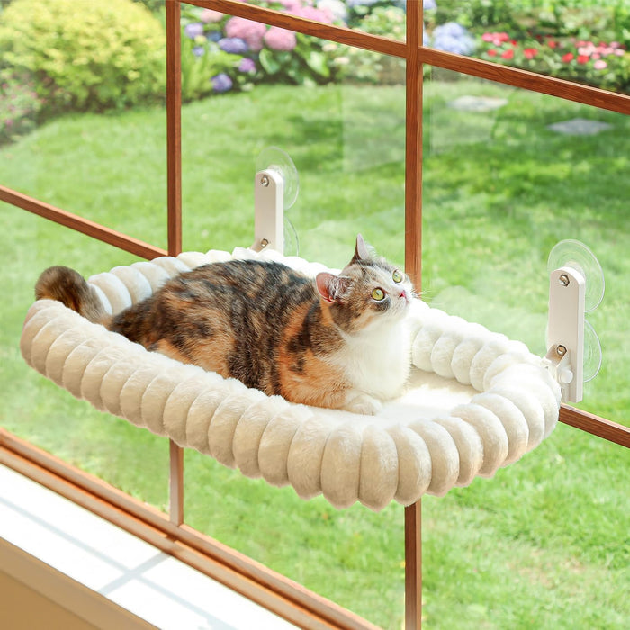 SnugCloud Foldable Cat Window Perch (Cream White, M)