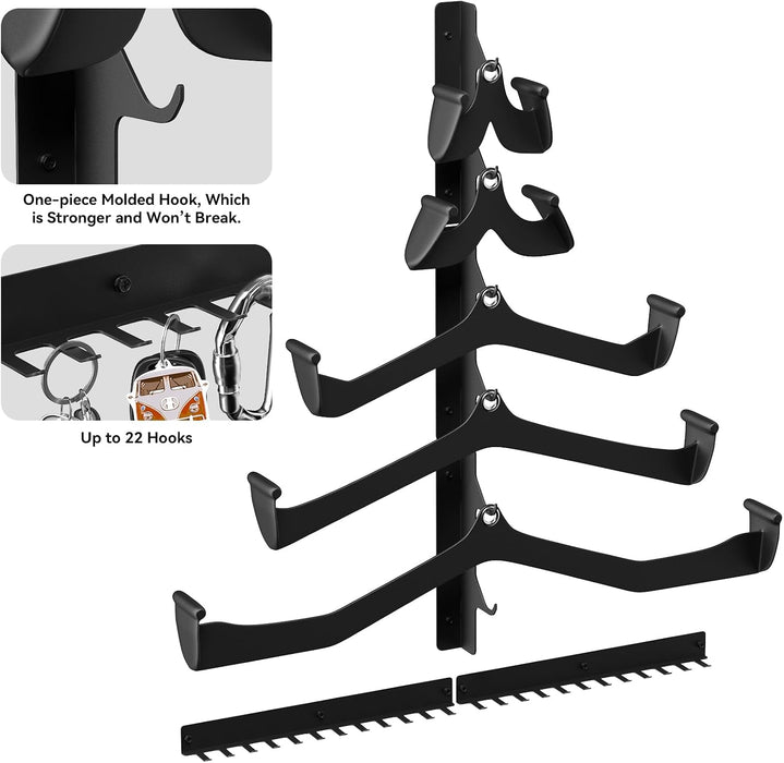 LAT Pull Down Bar Storage Rack Wall Mount, Home Gym Organization