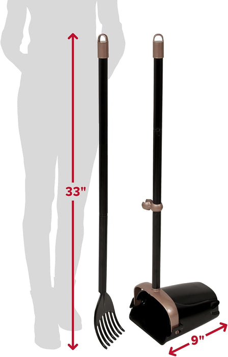 Swivel Bin & Rake Dog Pooper Scooper, Includes 2 Waste Bags