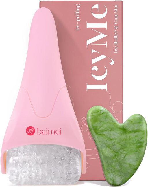 IcyMe Ice Roller for Face & Gua Sha Set, Depuff & Migraine Relief