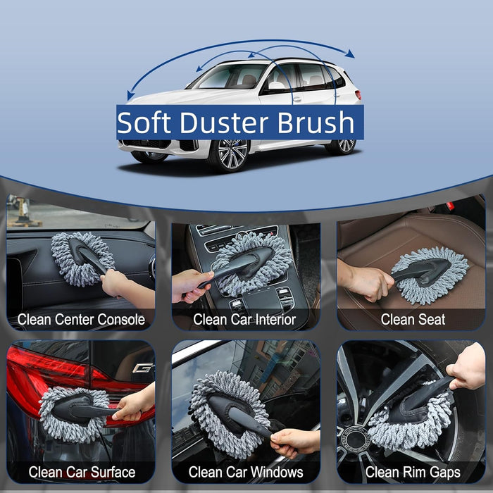 Car Interior Duster Detail Brush Cleaning Gel Kit, Dust Remover