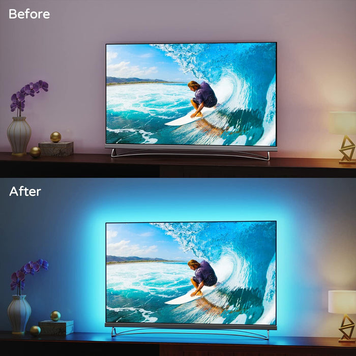TV Backlight 55 inch, 11.5Ft Led Strip Lights USB Powered with Remote -Curve Design Sync on/Off with TV, Changing LED Ba