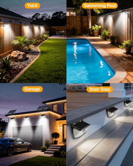 Solar Motion Sensor Lights Outdoor 120 LEDs, Black, 6 Pack