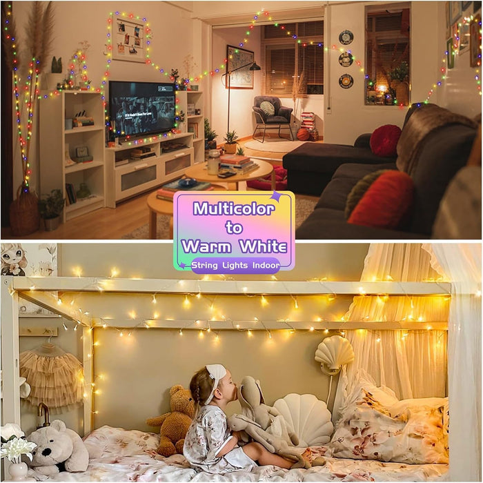 200 LED Warm White & Multicolor Color Changing String Lights