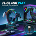 RGB Headphone & Controller Stand with 9 Light Modes - Foldable Controller Hanger for Desk - Earphone Stand with Cable Or