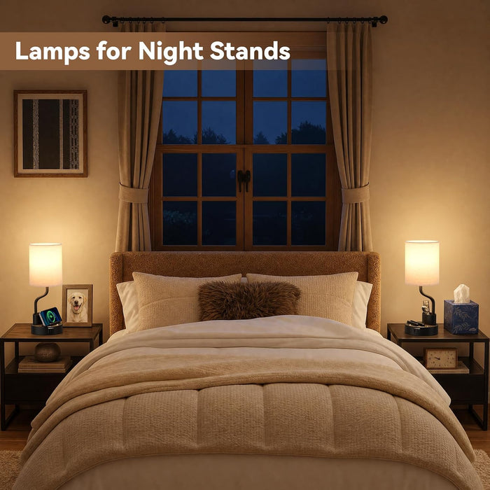 Bedside Lamps for Bedroom Set of 2 - Table Desk Lamp for Nightstand