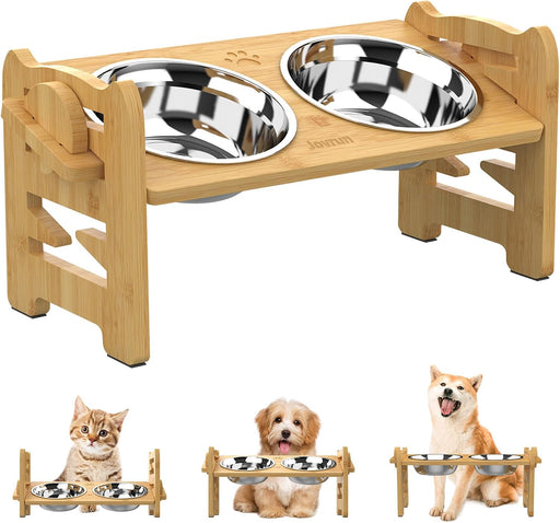Elevated Dog Bowls, Adjustable Raised Dog Bowl Stand for Small Size Dogs and Cats, 15°Tilted Elevated Cat Bowls, Durable