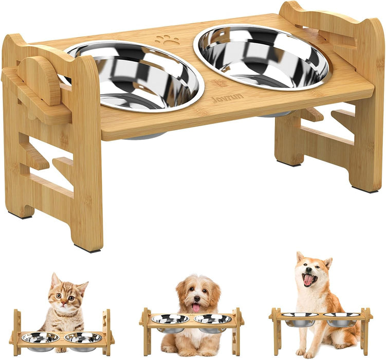 Elevated Dog Bowls, Adjustable Raised Dog Bowl Stand for Small Size Dogs and Cats, 15°Tilted Elevated Cat Bowls, Durable
