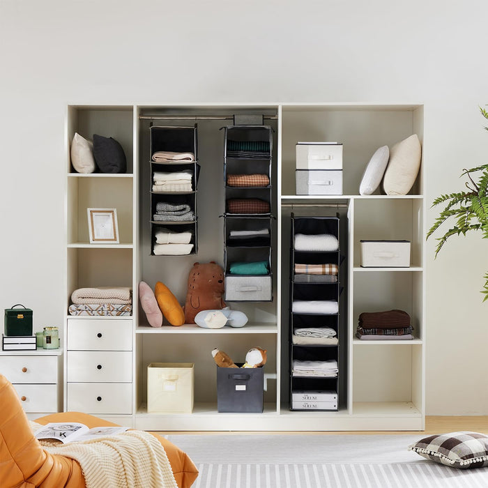 Hanging Closet Organizer and Storage for Clothes, 4-Shelf, Grey